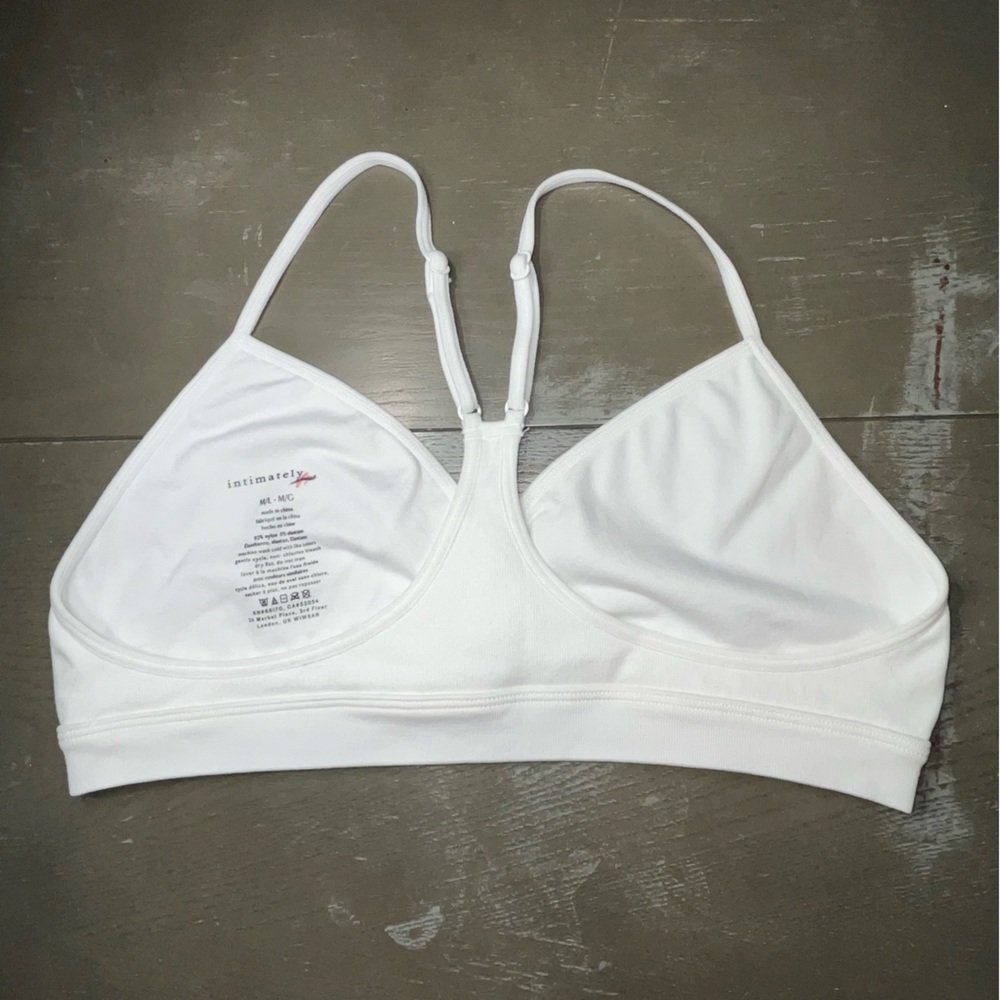 Free People Intimately White Bra Adjustable Racerback Pullover V Neck M/L NWOT - Picture 5 of 6